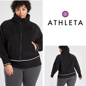 Athleta Women's Plus Size Black Tugga Sherpa Zip Up Jacket Size 3X NWT